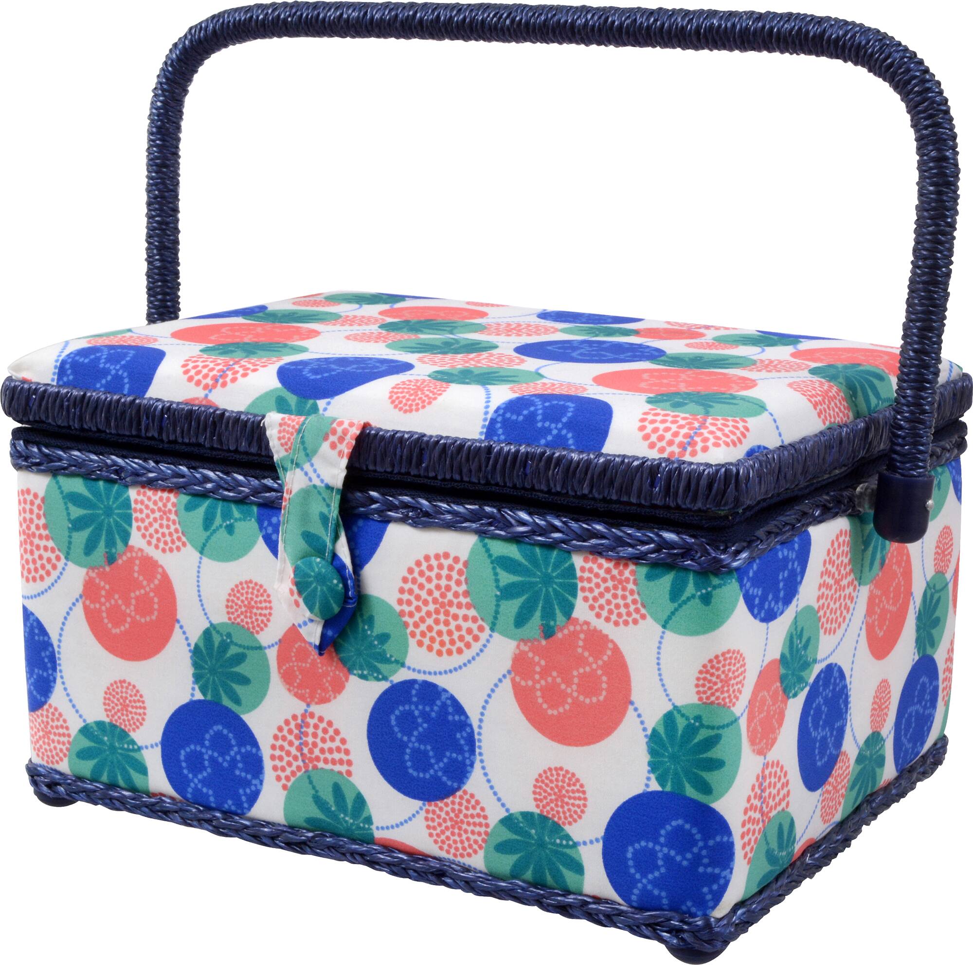 SINGER® Large Florence Floral Print Sewing Basket with Sewing Kit